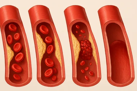 Процесс закупорки сосудов атеросклеротическими бляшками