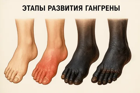 Этапы развития гангрены
